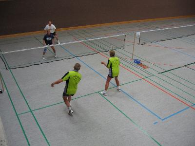 Mixed Vorrunde. Im Hintergrund unser Gegner aus dem ersten Spiel (Emmel/Maurer).