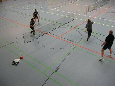 Antje und Reinhard (rechts) gegen ein Mixed aus Messel. Am Ende reichte die Kondition nicht für eine vordere Platzierung.